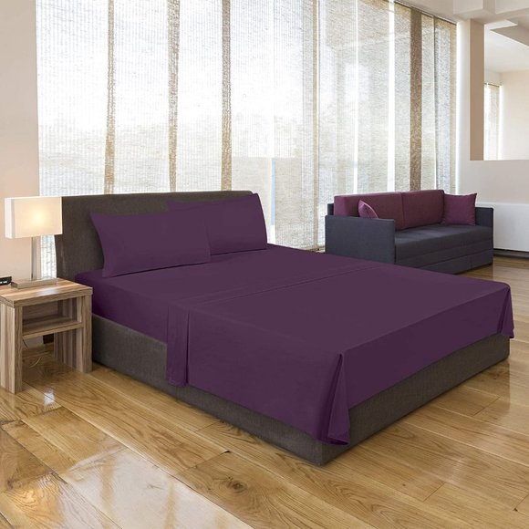 Bedding Bed Sheet Set Brushed Microfiber 4 Pc King - Picture 2 of 6